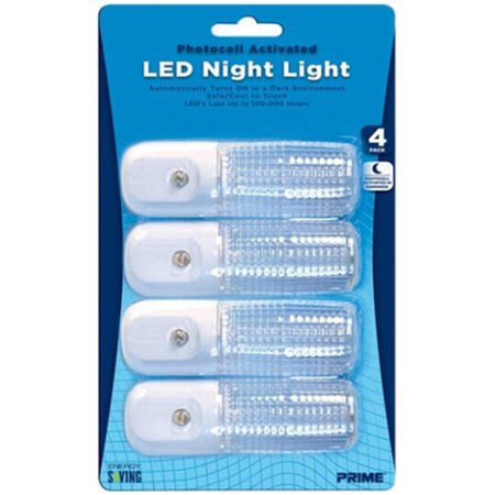 PRIME WIRE & CABLE Prime Wire & Cable NLAE334P Automatic White LED Night Light - Pack of 4 NLAE334P